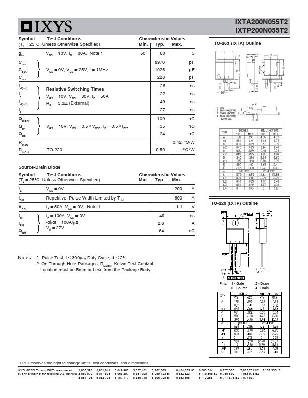 IXTA200N055T2