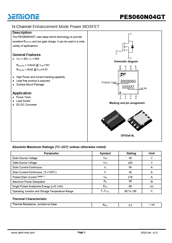 PES060N04GT Datasheet Preview