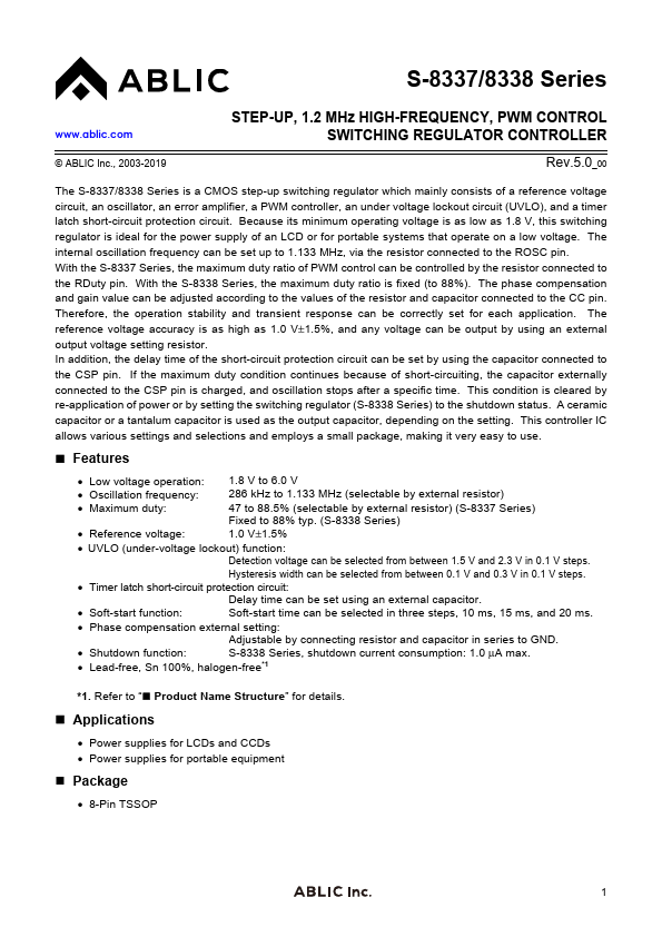 S-8337 datasheet page 1 preview
