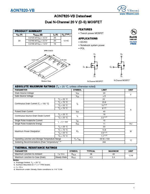 AON7820 Datasheet Preview