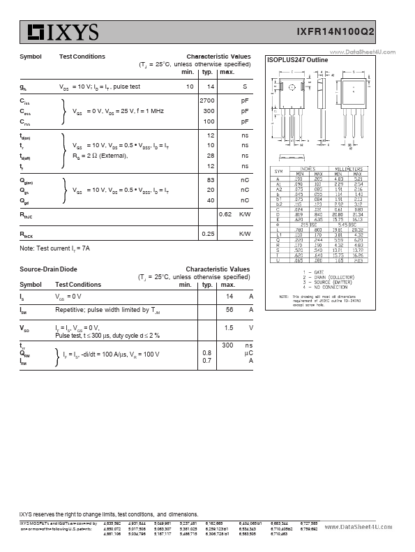 IXFR14N100Q2