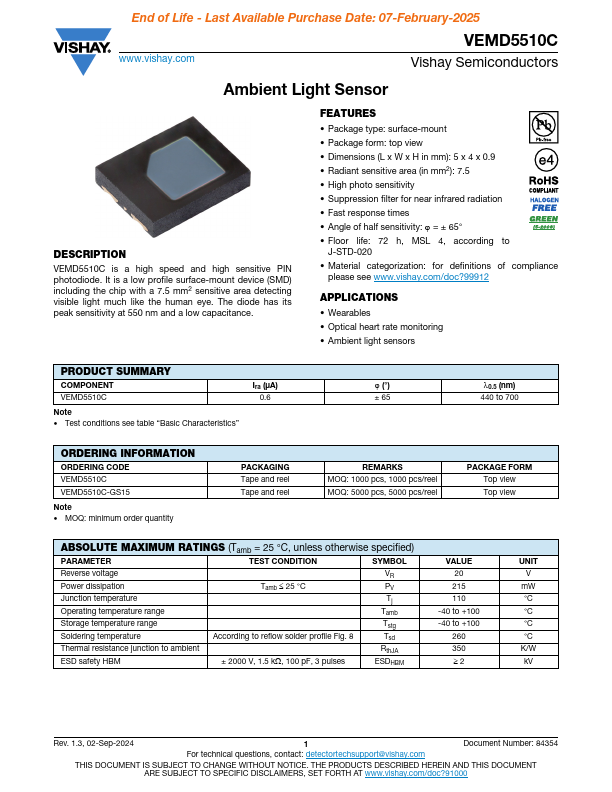 VEMD5510C Datasheet Preview