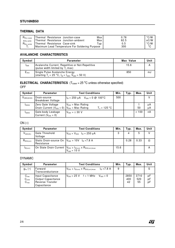STU16NB50 page 2 preview