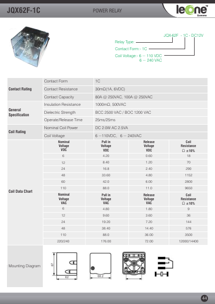 JQX62F-1C-AC220V