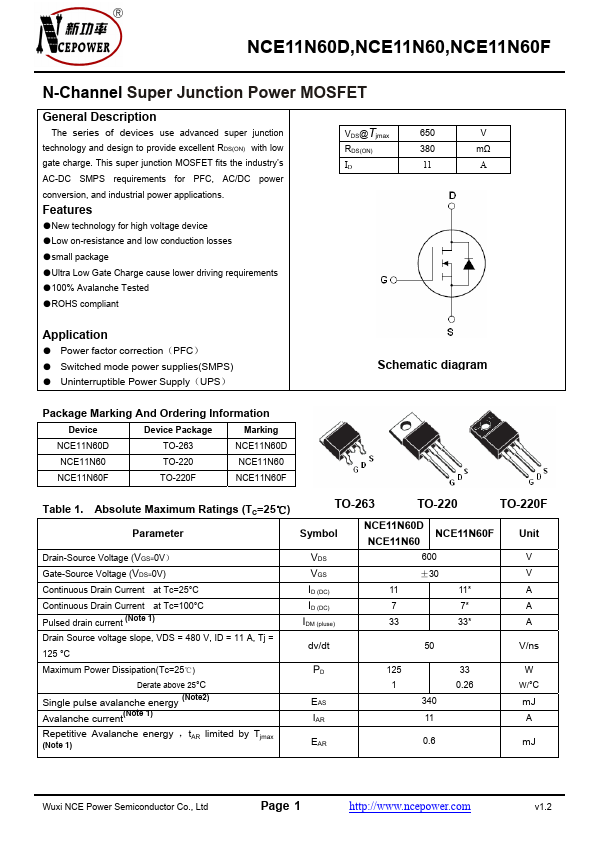 NCE11N60F