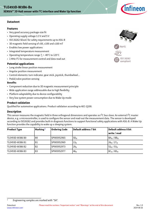 TLE493D-W3B6-B3 Datasheet Preview