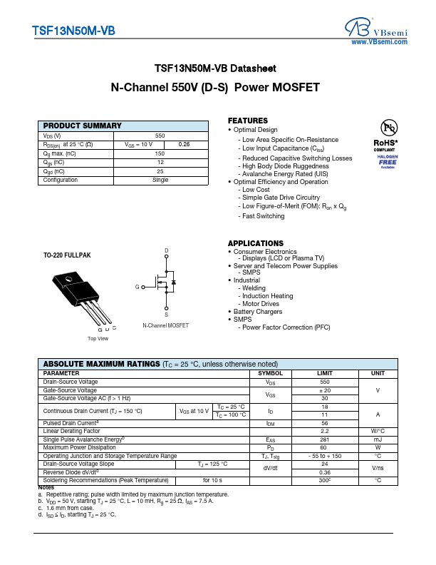 TSF13N50M Datasheet Preview