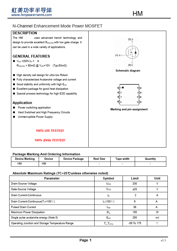 HM12N20D Datasheet Preview