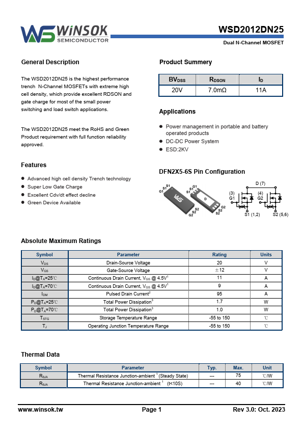 WSD2012DN25 Datasheet Preview