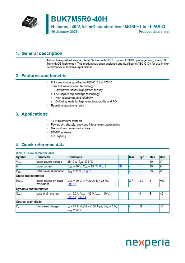 BUK7M5R0-40H Datasheet Preview