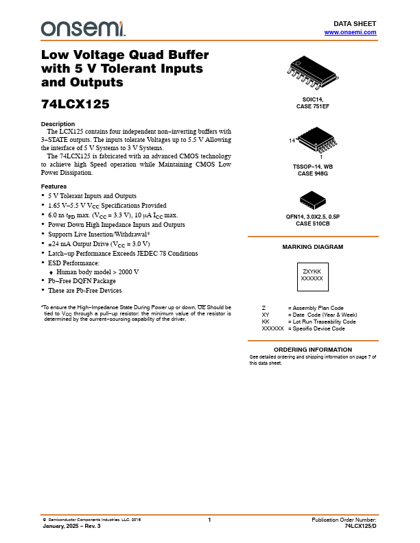 74LCX125 Datasheet Preview