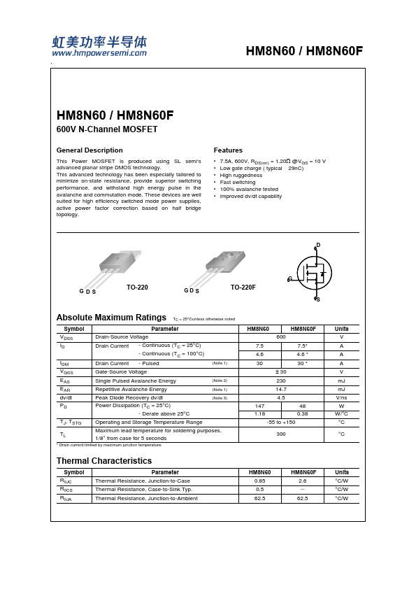 HM8N60F Datasheet Preview