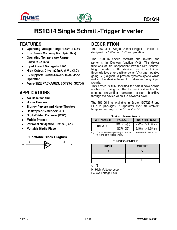 RS1G14 Datasheet Preview