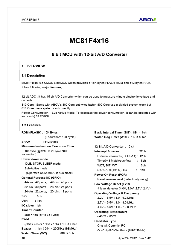 MC81F4216B page 2 preview