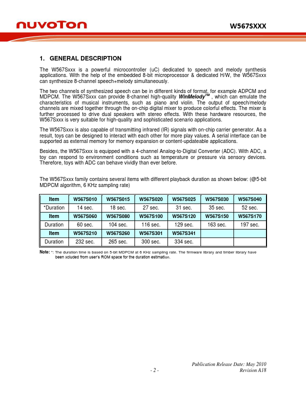 W567S170 Datasheet Preview