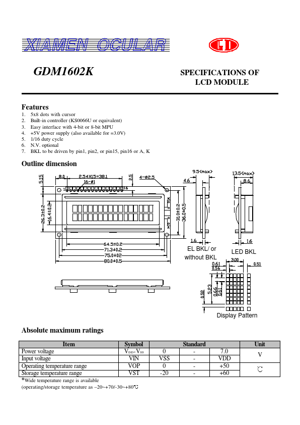 GDM1602K