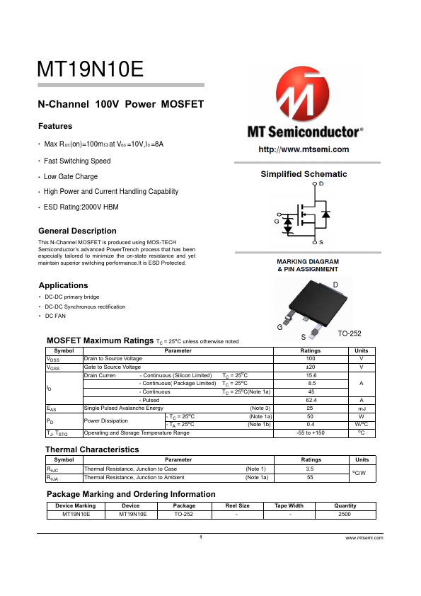 MT19N10E Datasheet Preview