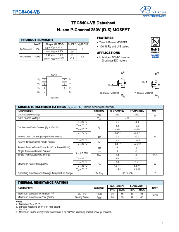 TPC8404 Datasheet Preview