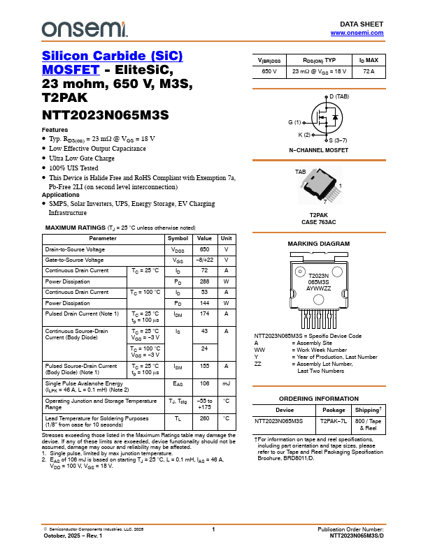 NTT2023N065M3S Datasheet Preview
