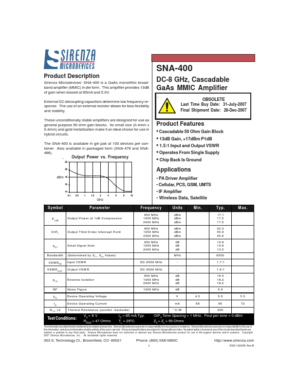 SNA-400 Datasheet Preview