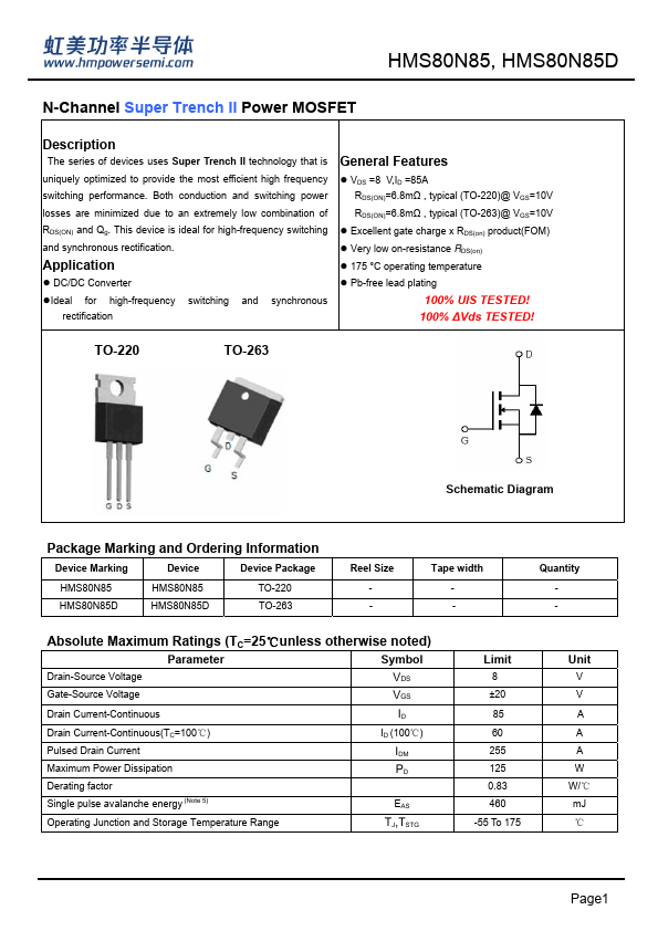 HMS80N85 Datasheet Preview