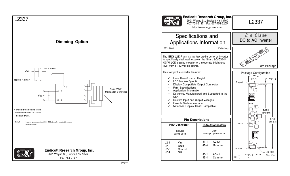 L2337 DC to AC Inverter by ERG - Datasheet Preview