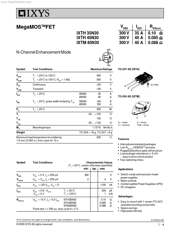 IXTH35N30