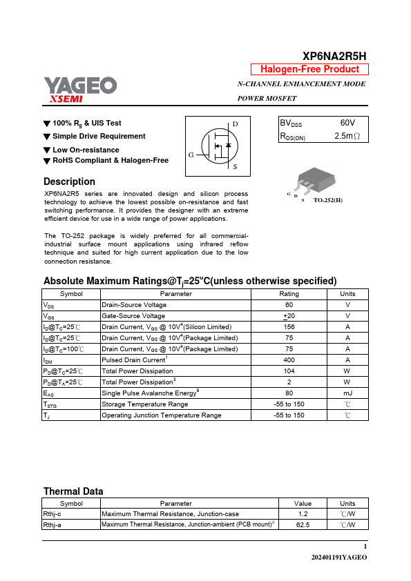 XP6NA2R5H Datasheet Preview