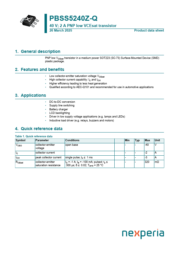 PBSS5240Z-Q Datasheet Preview