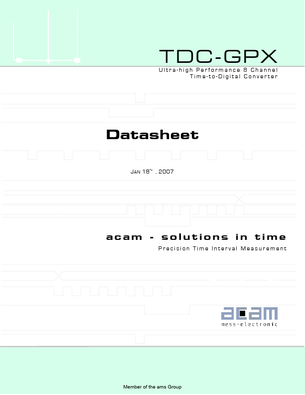 TDC-GPX Ultra-high Performance 8-Channel Time-to-Digital Converter by ams - Datasheet Preview