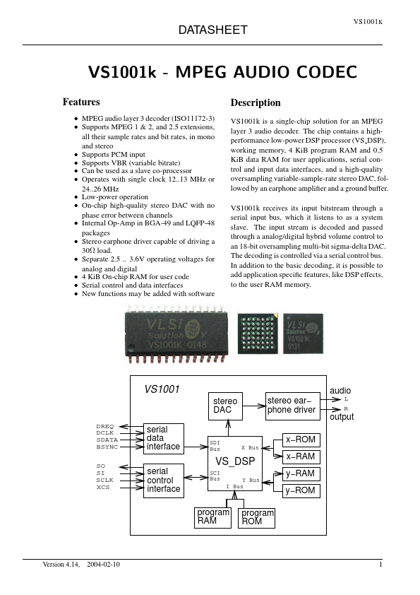 VS1001k Datasheet Preview