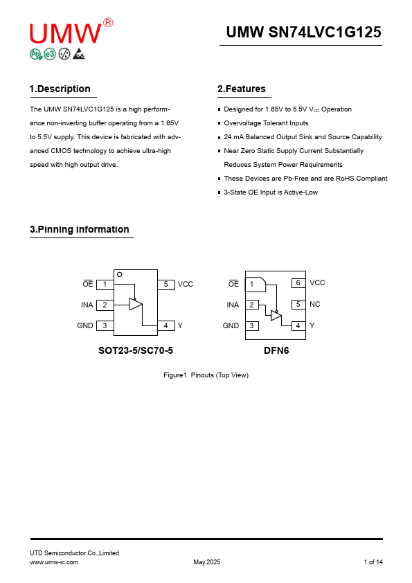 SN74LVC1G125 Datasheet Preview