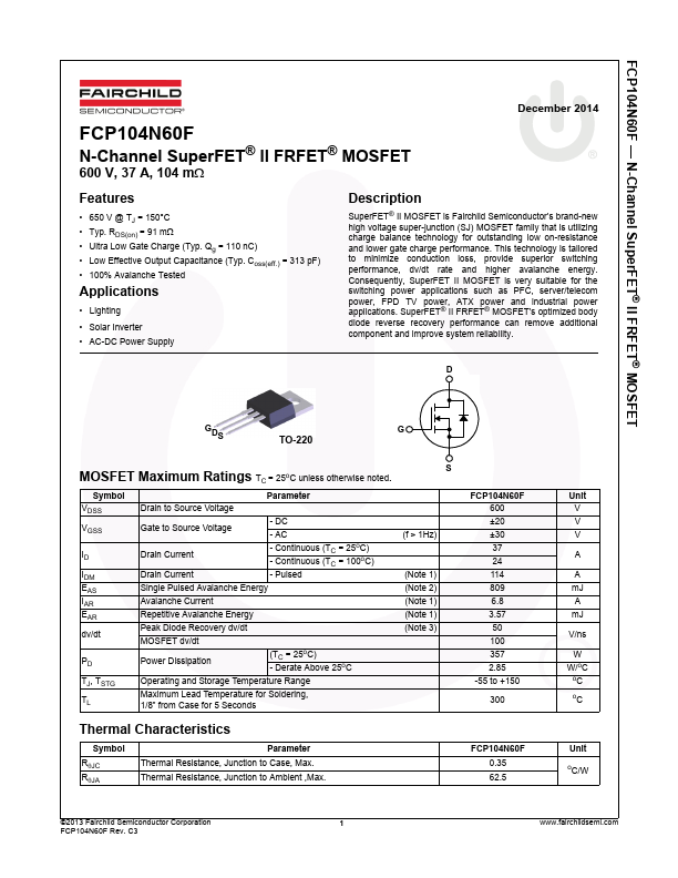 FCP104N60F