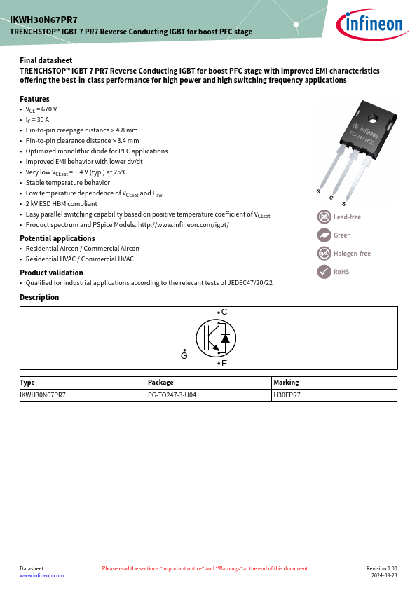 IKWH30N67PR7 Datasheet Preview