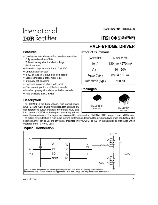 IR2104 Datasheet Preview