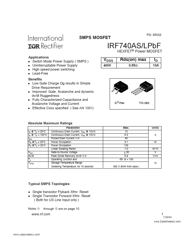 IRF740ALPbF