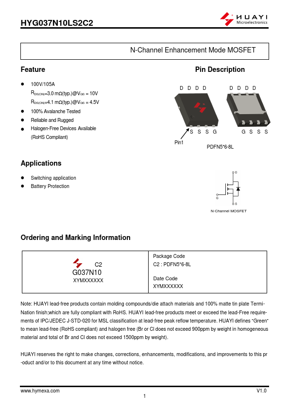 HYG037N10LS2C2 Datasheet Preview