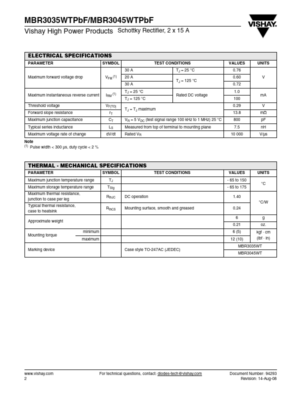 MBR3035WTPbF