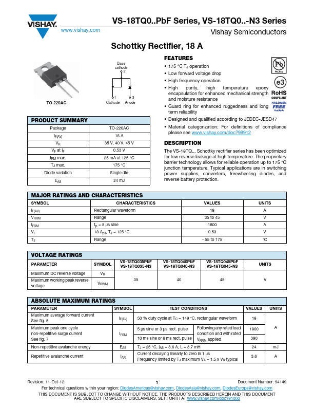 VS-18TQ040PbF