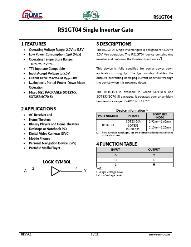 RS1GT04 Datasheet Preview