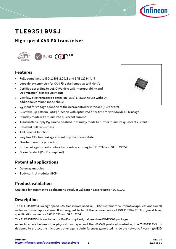 TLE9351BVSJ Datasheet Preview