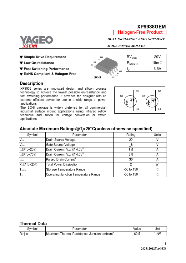 XP9938GEM Datasheet Preview