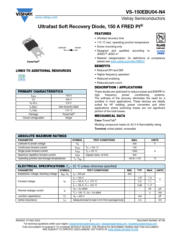 VS-150EBU04-N4 Datasheet Preview