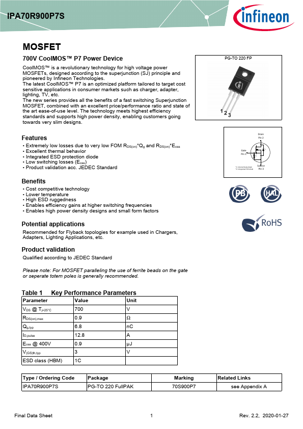 IPA70R900P7S Datasheet Preview