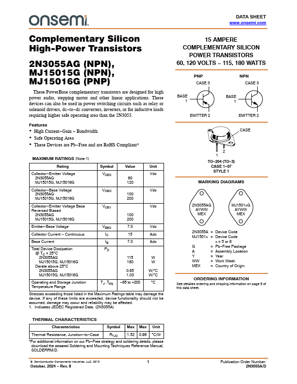 MJ15015G Datasheet Preview