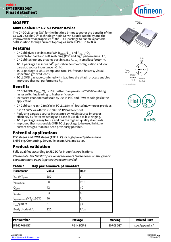 IPT60R080G7 Datasheet Preview