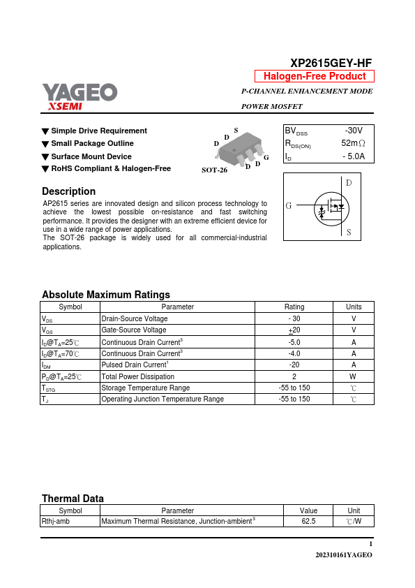 XP2615GEY-HF Datasheet Preview