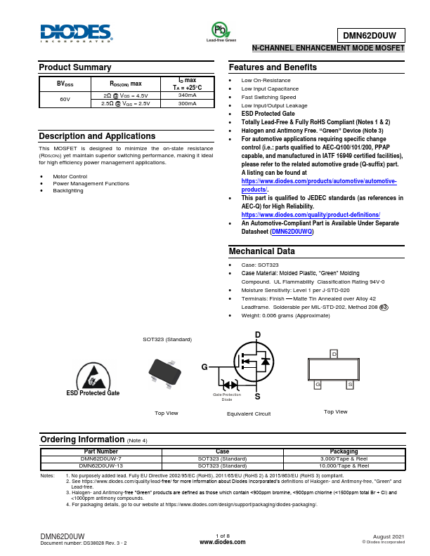 DMN62D0UW Datasheet Preview