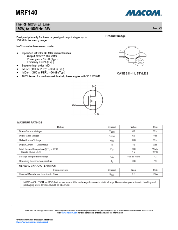 MRF140 Datasheet Preview