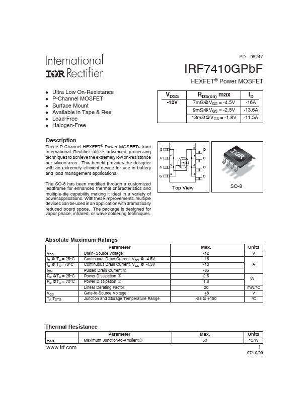 IRF7410GPbF